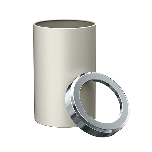 Gatco Small Bathroom Trash Can with Lid Round 3 Gallon Stainless Steel Wastebasket Under Sink Matte Pearl and Chrome for Bathroom Bedroom Office (1931C)