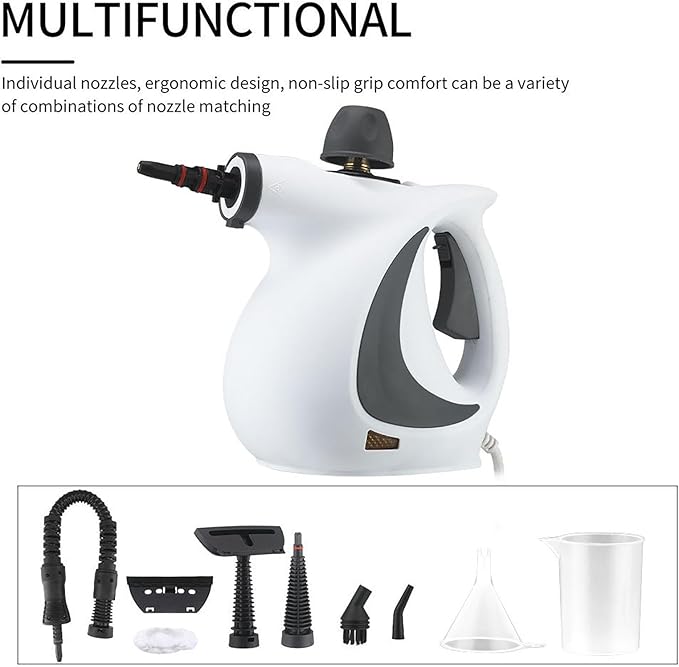 Handheld Steam Cleaner Portable High Pressure Steamer for Home Use Multi-Surface Cleaner for Kitchen Bathroom Car Upholstery Tile Grout （1 Set）