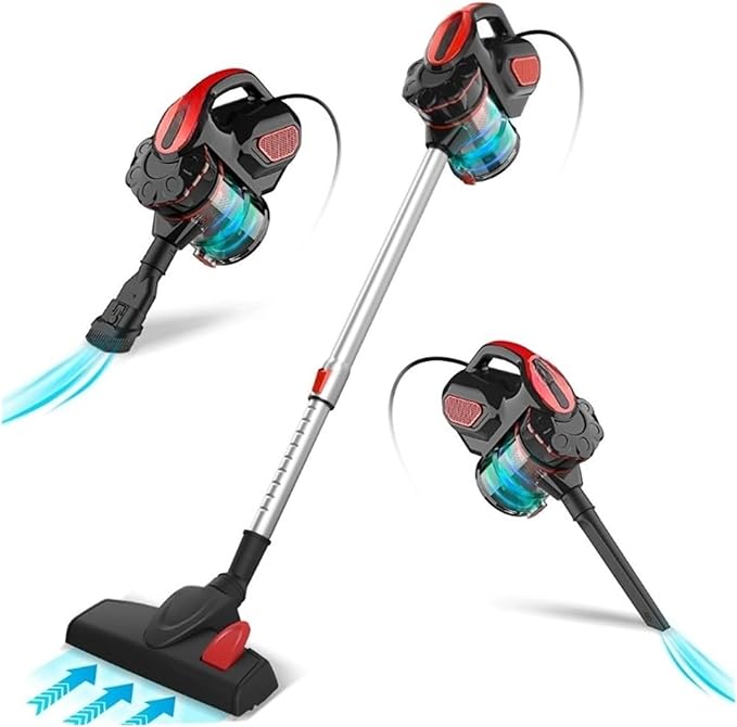 Compatible with INSE I5 Corded Vacuum Cleaners 18Kpa Powerful Suction 600W Motor 4 in 1 Stick Handheld Vaccum Cleaner for Home Carpet(RedEU)