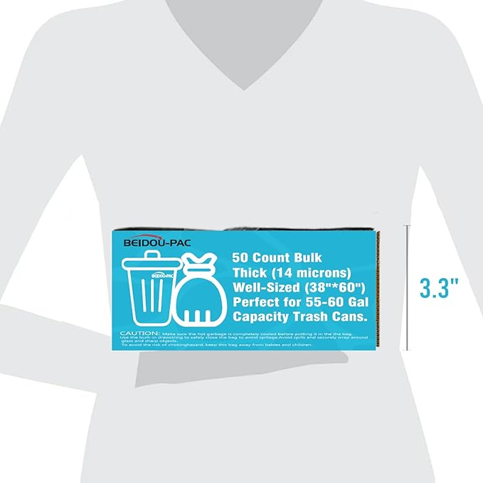 55-60 Gallon Trash Bags 50 Count Heavy Duty Clear Plastic Recycling Bags Unscented