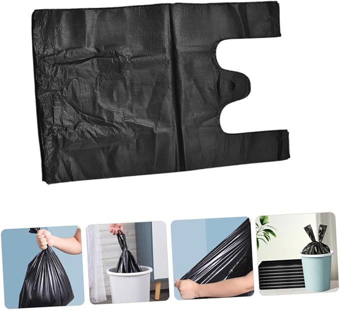 200pcs Thickened Plastic Trash Bags Heavy-duty Kitchen and Bathroom Garbage Liners Black Multipurpose Office Waste Disposal Leak-resistant