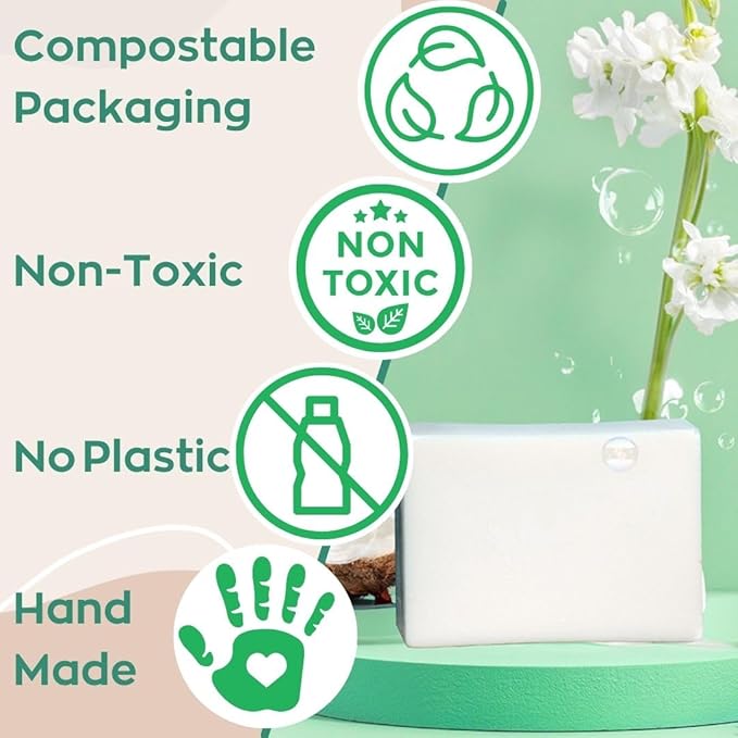 Green Llama Eco-Friendly Dish Washing Bar Soap Set with 2 Fragrance-Free Solid Coconut Oil Bars Sisal Scrub Brush and Bamboo Holder - Sustainable Kitchen Cleaning set