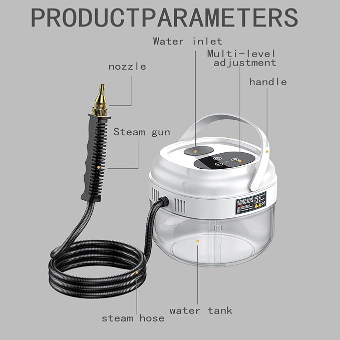 Handheld Steam Cleaner Fast Heating Steam Engine Steamer Cleaner 2500W And1500ml High Pressure High Temperature for Cleaning Home Car Upholstery Kitchen and Bathroom Carpet.
