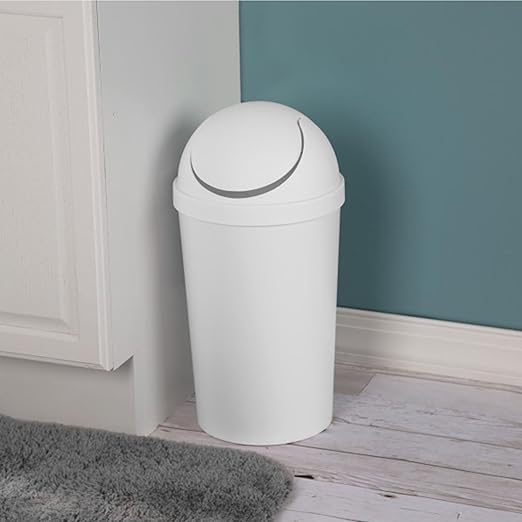 Sterilite 10838006 3 Gallon Round Swing Top Plastic Wastebasket White (12 Pack)