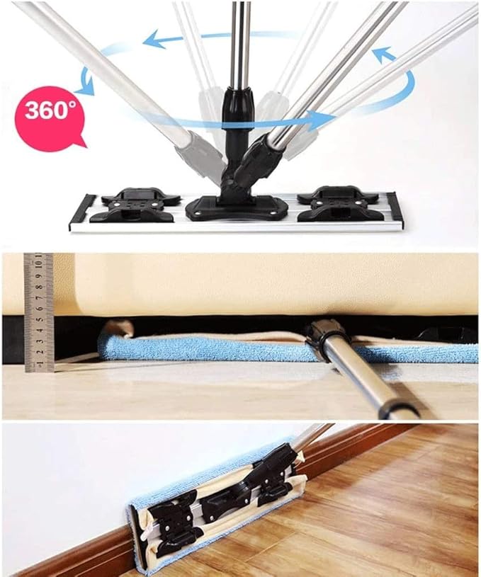 Microfiber Hardwood Floor Mop Stainless Steel Handle and Extensionfor Home Kitchen and All Surfaces