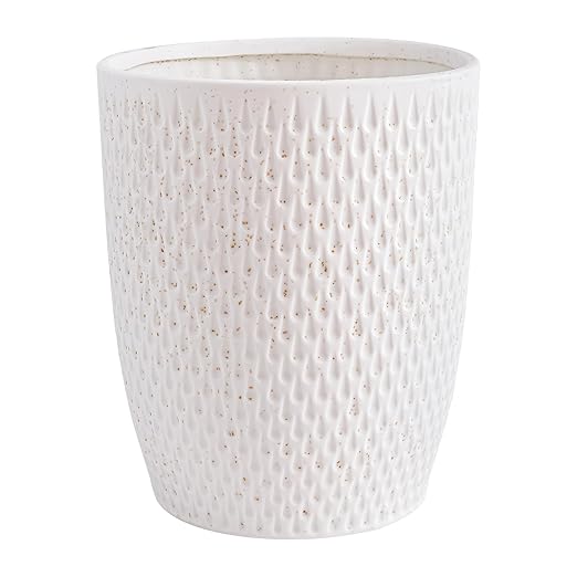 White Ceramic Trash Can - Small Trash Can Wastebasket for Bathroom Kitchen Office &amp Home Decor - Ceramic Round Garbage Container Basket Bin (2.5 Gallon)