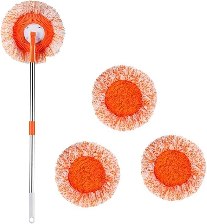 AQWEI 360° Rotatable Adjustable Cleaning Mop with Three Replaceable Mop Heads for Household Floor Cleaning Wall Cleaning Mops (47.2-inch Two-Section Rod)