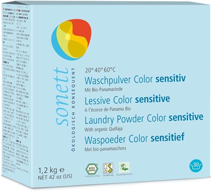 Sonett Organic Laundry Powder Color Sensitive for Sensitive Skin For People With Allergies 42 oz (Pack of 4)