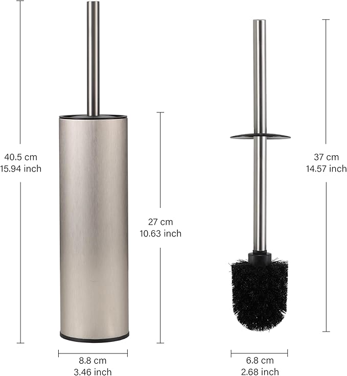 Toilet Brush and HolderStainless Steel Toilet Brushes for Bathroom with Holder 2pack Brushed Nickel