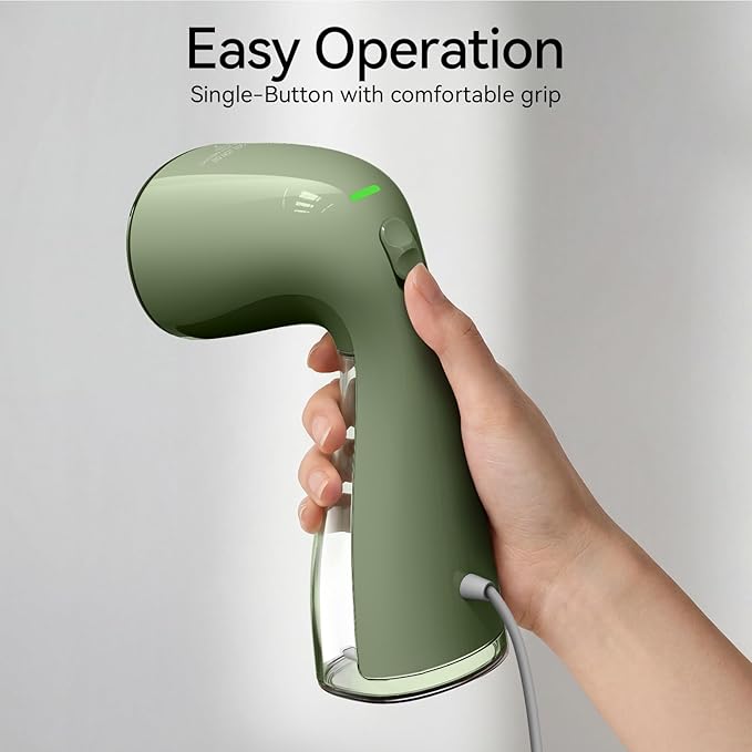 HiLIFE Steamer for Clothes Portable Handheld Design 240ml Big Capacity 700W Strong Penetrating Steam Removes Wrinkle for Home Office and Travel(ONLY FOR 120V) (Olive Green)