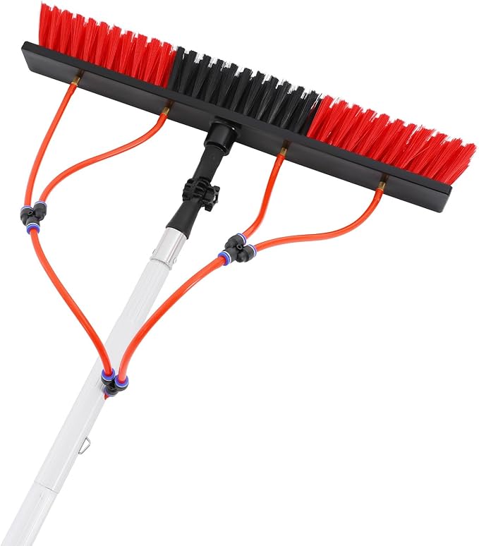 Cleaning Brush Kit for Solar PanelLength AdjustableWindow Cleaning Equipment Window Cleaning Tool Kit for Window Glass Outdoor and Indoor Glass Surfaces. (10 PolesBrush: 21.65 * 3.15in)