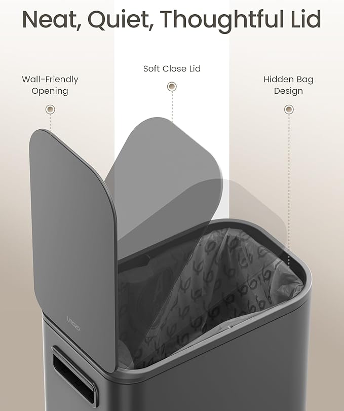 Cesun Small Bathroom Trash Can with Lid Soft Close Step Pedal 5 Liter / 1.3 Gallon Stainless Steel Garbage Can with Removable Inner Bucket Waste Basket for Bathroom Bedroom (Gray)