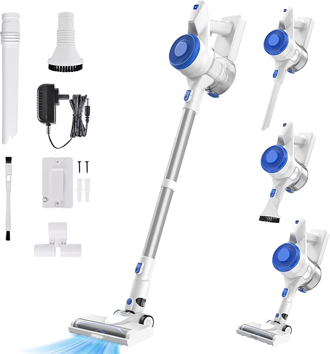 Cordless Vacuum Cleaner for Home 23KPa Powerful Suction Anti-Wrap Brush Roll &amp 5 LED Lights for Dark Corners 35-Min Runtime 2.6lb Lightweight Stick Vacuum for Hardwood