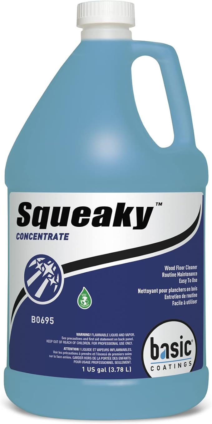 Basic Coatings Squeaky Cleaner Concentrate | Hardwood Laminate Floor Cleaner | No Residue | Cleans Tough Dirt and Grease | 1 gal
