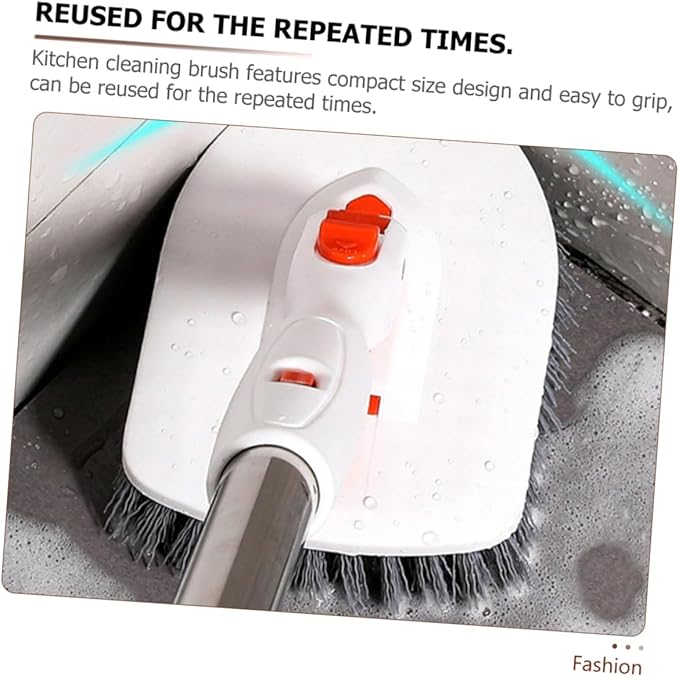 Beaupretty Extendable Handle Scrub Brush Multi-Purpose Bathroom and Floor Cleaning Tool with Durable Hard Bristle and Microfiber Heads for Stain Removal Toilets and Showers