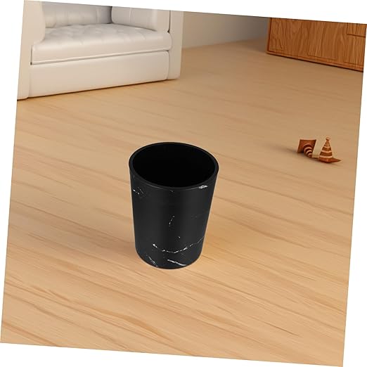 Ciieeo Recycle Bin Round Plastic Trash Can Marble Pattern Large Capacity Wastebasket for Home Office