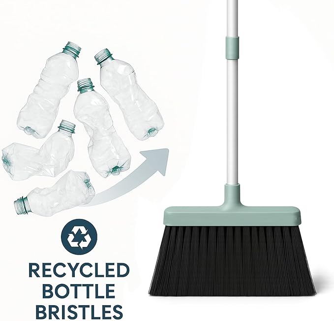 Broom and Dustpan Set – Heavy-Duty Broom and Dustpan for Home Cleaning Tool Dustpan and Broom with Handle Outdoor Broom and Dustpan Set • Your Home Essentials (Green)