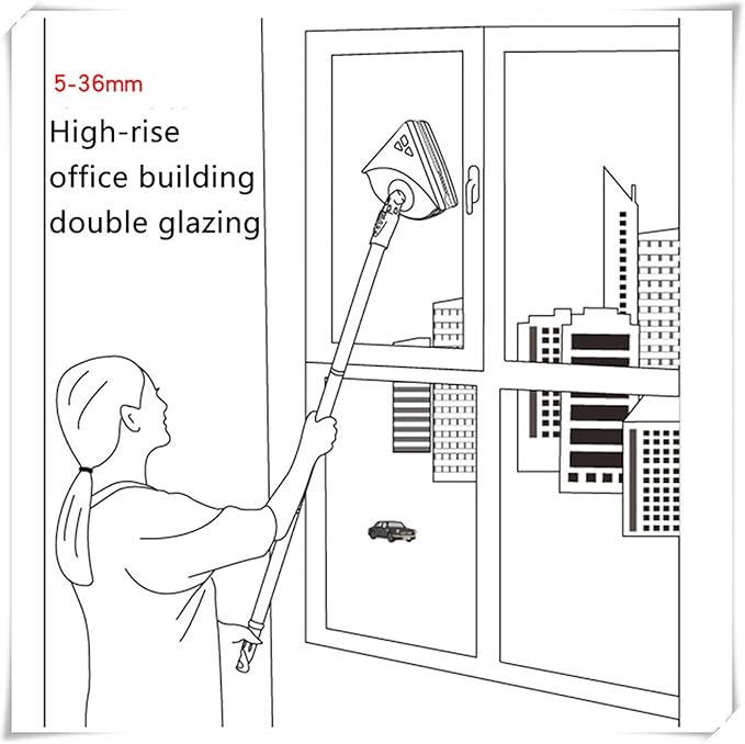 Bao Monad Glass Wiper Double-Sided Window Cleaning Cleaner Household high-Rise Building Cleaning Cleaning Tool Brush for households White (Pink)