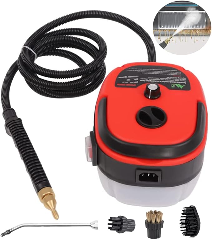Steamer for Cleaning Pressure Steam Cleaner Handheld High Temp Portable Steam Cleaner Electric Steam Machine for Home Use Grout Tile Car Detailing Kitchen Bathroom (Red)