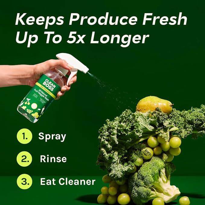 CleanBoss - Eat Cleaner 12 oz (3 Pack) with one Trigger - Keeps Produce Fresh Vegan Gluten Free