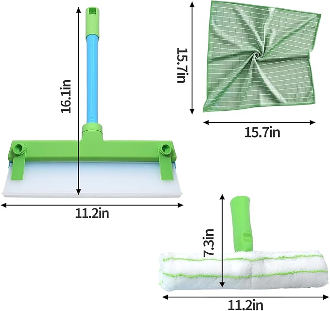 Silicone Window Squeegee KitWindow Cleaning KitRecyclable Silicone Window Squeegee Kit with Washer and Microfiber Cloth(Green)