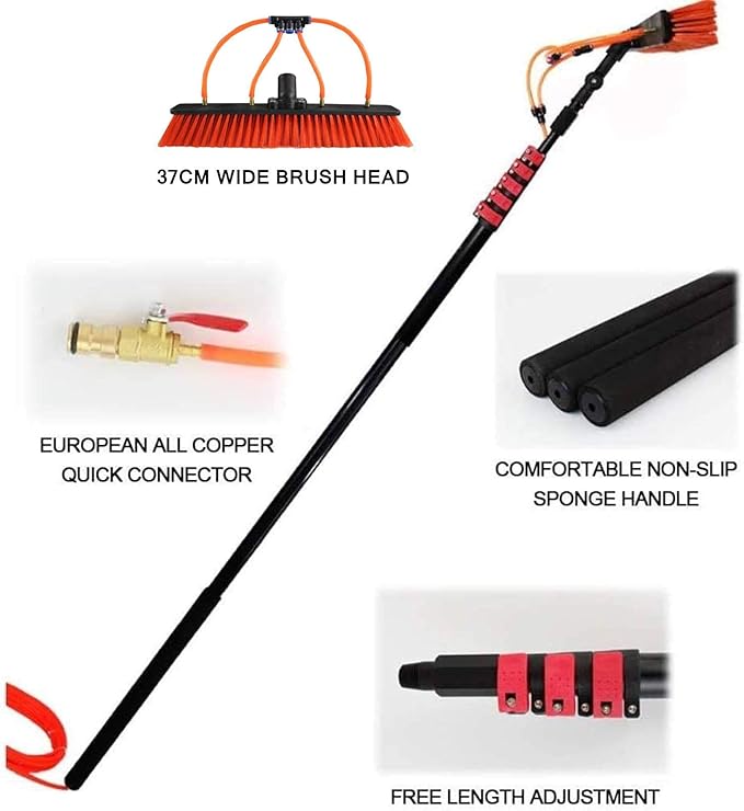 Window Cleaning BrushWater Fed Telesbrush 3.6-11M Window Cleaning Pole Brush Window and Solar Panel Cleaning System Windows Cleaning &amp Trucks Water Fed Pole Kit/24Ft/7.2M