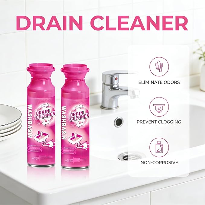 Foaming Drain Cleaner (2 Pack) Sink Clog Remover and Deodorizer for Bathroom &amp Kitchen Pipe Deep Cleaning Foam for Bathtub Shower Washbasin Dissolves Hair Grease &amp Soap Scum to Fix Slow