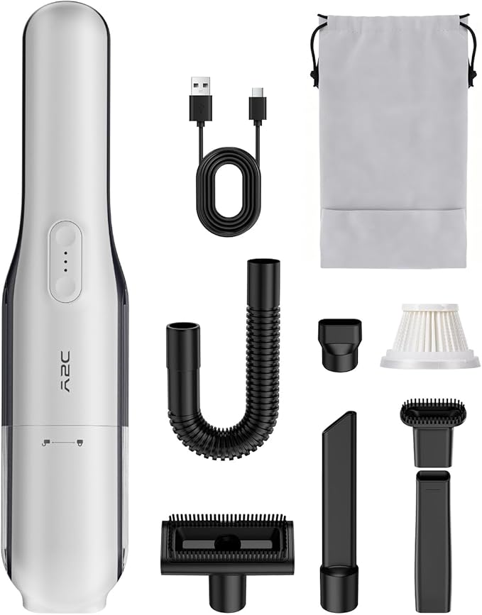 A2C Handheld Vacuum Cordless with 19000Pa Strong Suction Mini Car Vacuum Cleaner with HEPA Filter 2 Suction Modes Multi-Nozzles Portable Vacuum Cleaner for Home Car Office Keyboards