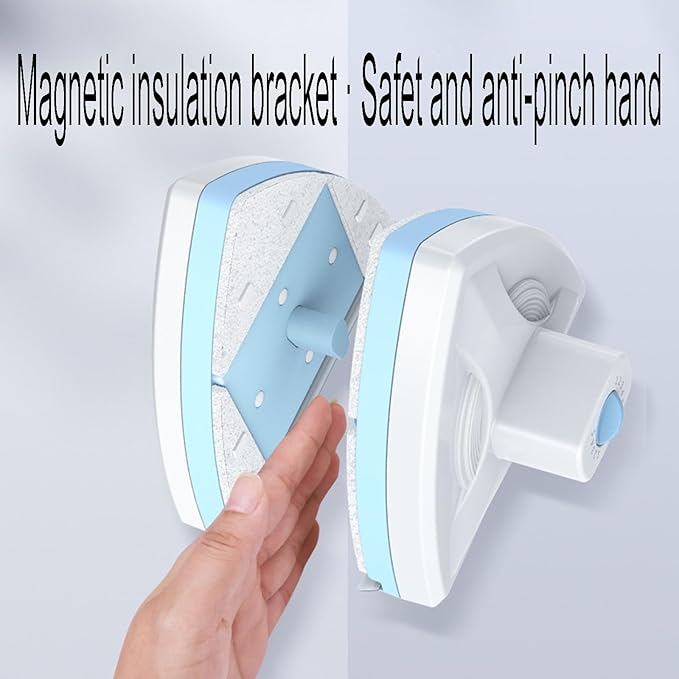 Double-Sided Glass Window Cleaner Five-Speed Magnetic Adjustment Anti-Pinch Hand Design Removable Cleaning Cotton Sheet Suitable for High-Rise Window Cleaning
