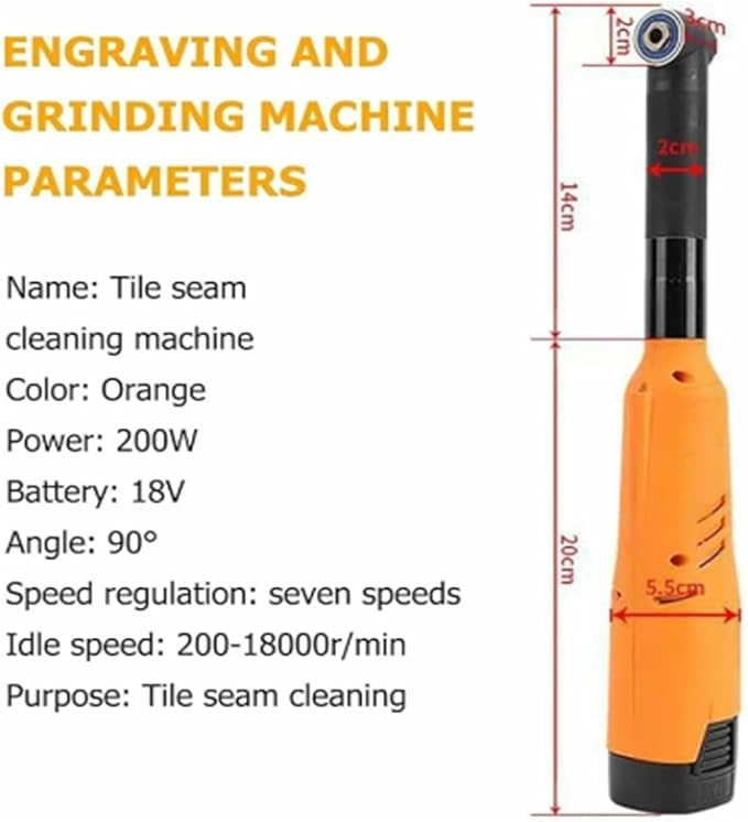 Electric Cleaning Brush with 7 Speed Settings and a 90° Rotating Brush Head Perfect for Cleaning Tile Grout in Bathrooms and Kitchens. (Two Batteries)