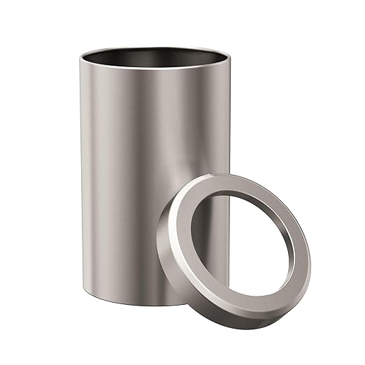 Gatco Small Bathroom Trash Can with Lid Round 3 Gallon Stainless Steel Wastebasket Under Sink Satin Nickel for Bathroom Bedroom Office (1911)
