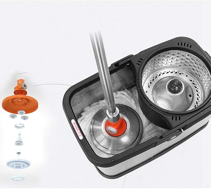 Mop Bucket - Rotary Stainless Steel Free Hand Wash Household Automatic Good God Drag MOP