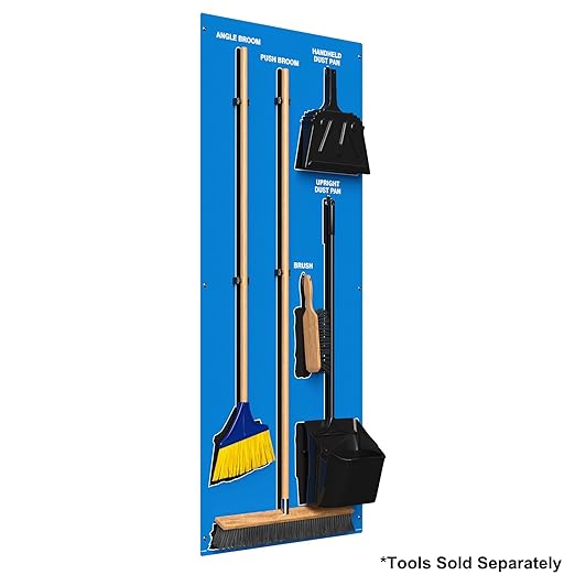 Clean &amp Sweep 5S Shadow Board/Wall Mount Broom Holder 68 x 30 Board 5S Cleaning Station - Board Only Tools Sold Separately Made in The USA by AccuformNMC Blue/Black PSB714BUBK
