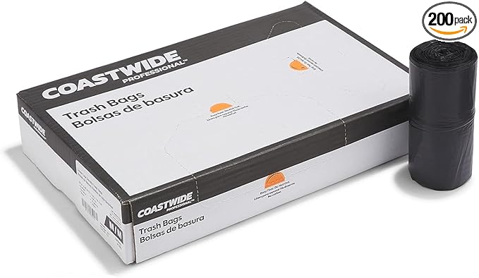 Coastwide Professional AccuFit 23 Gallon Trash Bag 28 x 45 Low Density 0.9 mil Black 200 Bags/Box