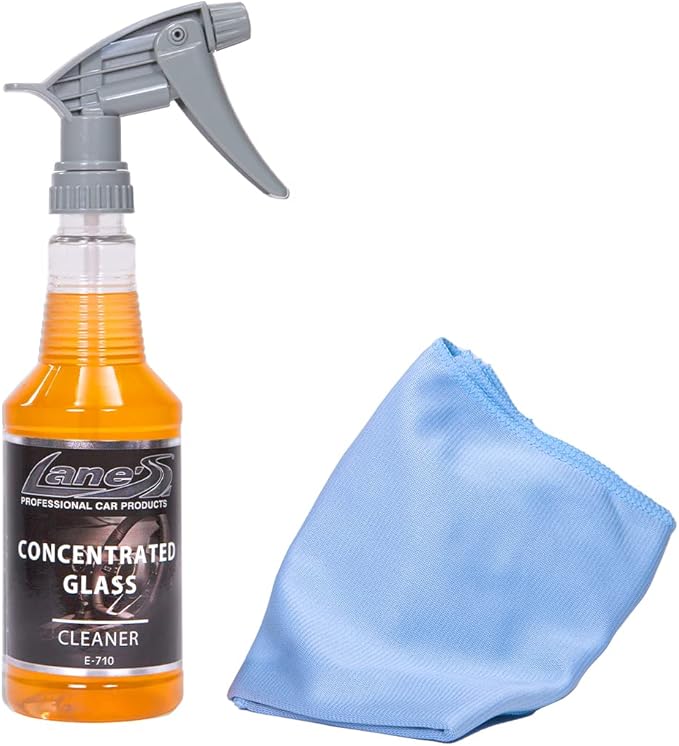 LANE'S Glass Cleaner &amp Towel Kit - Concentrated Glass Cleaner Streak Free Formula - Corduroy Window Glass Towel (32 OZ)
