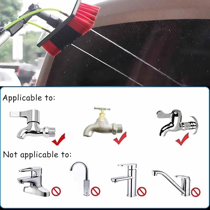 Water Fed Extendable Brush Window Clean Extendable Window Cleaning Kit Telescopic Brush Suitable for Cleaner Conservatory Roof Photovoltaic Panel Cleaning(5m)