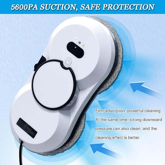 20-Minute Power Failure Protection Window Cleaner With Remote Control | Automatic Water Spray Window Cleaning Robot | Smart Home Fully Automatic Glass Cleaner | Route Planning | Frame Sensing(Black)
