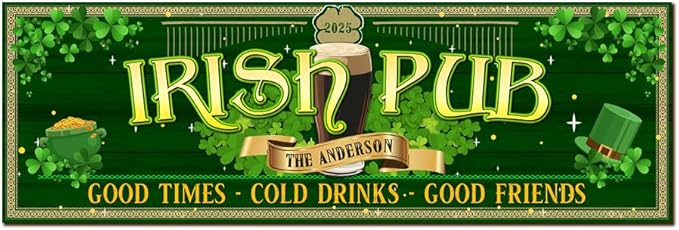 THUYPT Personalized Irish Bar Mat St Patrick's Day Decorations Kitchen Counter Irish Bar Dish Drying Mat Patrick's Lucky Shamrock Quick Drying Spill Mats (01)