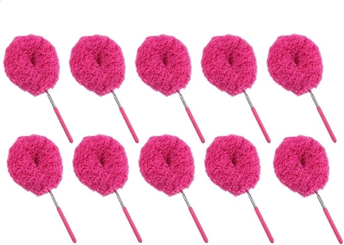 Reusable Microfibre Ceiling Fan Duster Dusting Dust Blade Cleaning Adjustable Length Household Tool(Rose Pink-10PCS)