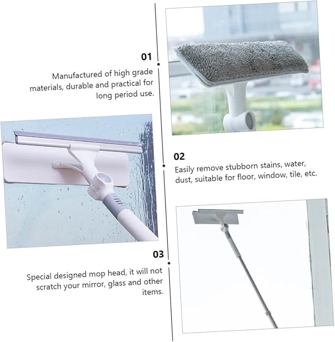 Generic 1Pc Rotary Mop Window Cleaning Wiper Multi Purpose Floor Mop for Glass Tile and Floor Ergonomic Design with for Home Cleaning