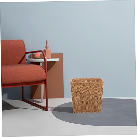Woven Wastebasket Trash Can Multipurpose Storage Basket for Bathroom Kitchen Office Lightweight Rustic Design
