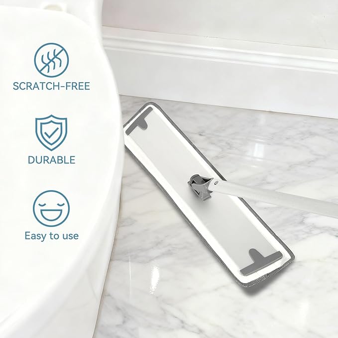 The Curved Surface Mop with Aluminum Pole 360° Rotating Head for Effortless Floor Cleaning Washable &amp Reusable Microfiber Pads for All Floor Types