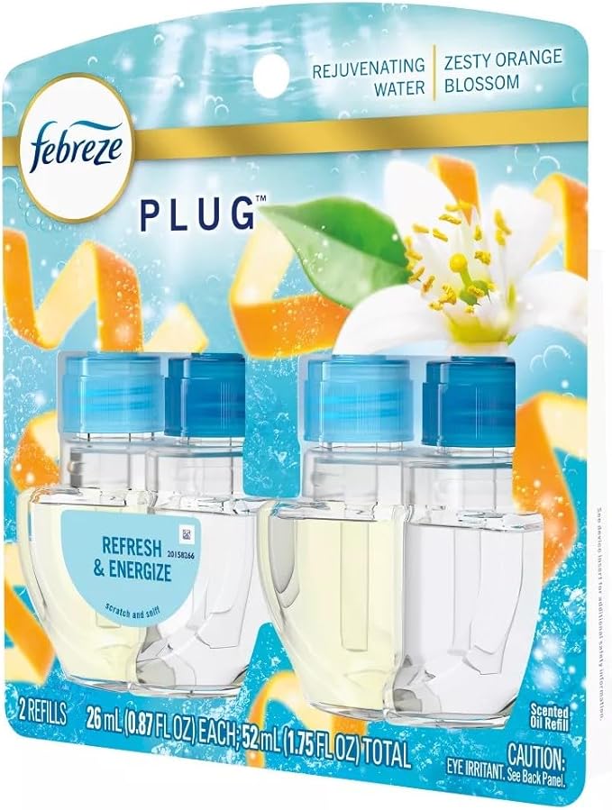 Febreze Plug with Fade Defy Technology Air Freshener - New Limited Edition - (2) of 0.87 fl oz Refills (Refresh &amp Energize)