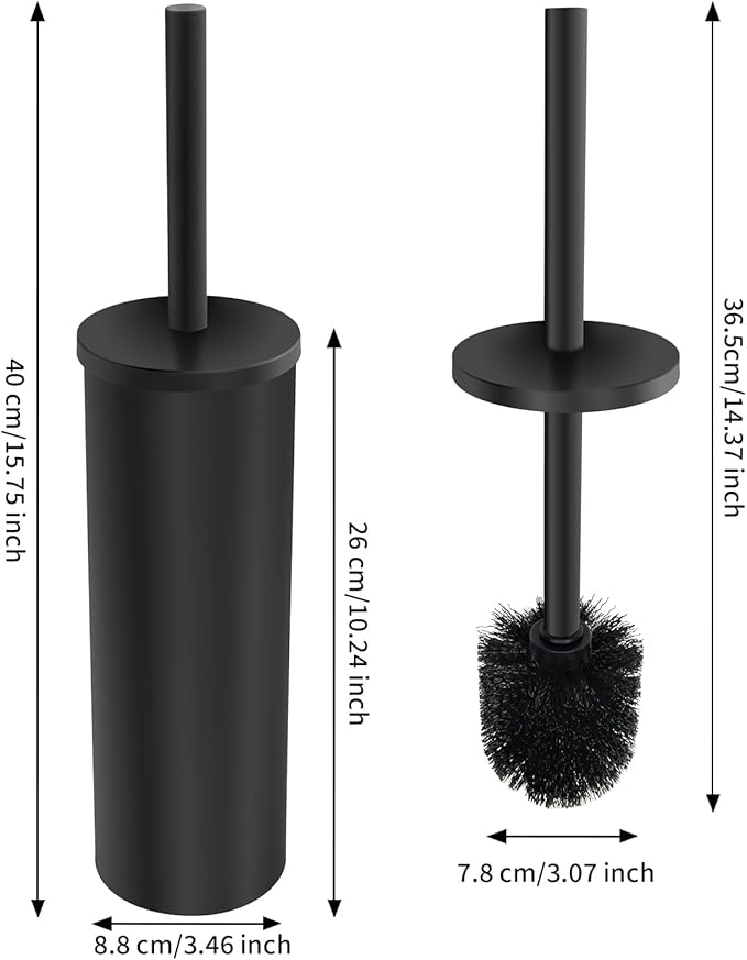 Stainless Steel Toilet Brush with Holder Set for Bathroom Storage and Organization Toilet Bowl Cleaner Brush and Holder (1 Black)