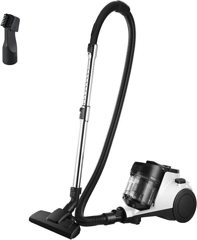 Eureka Bagless Canister Vacuum Cleaner 1100W High Power Vacuum Cleaner for Carpets and Hard Floors HEPA Filter Extension Tube 2-in-1 Crevice Tool Floor Nozzle NEN121WH