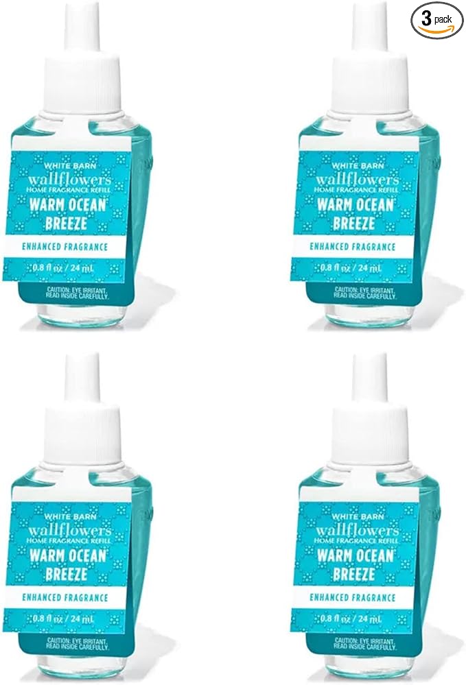Bath &amp Body Works Warm Ocean Breeze WallFlowers Fragrance Refill 0.8 Oz 4 Pack (Warm Ocean Breeze)