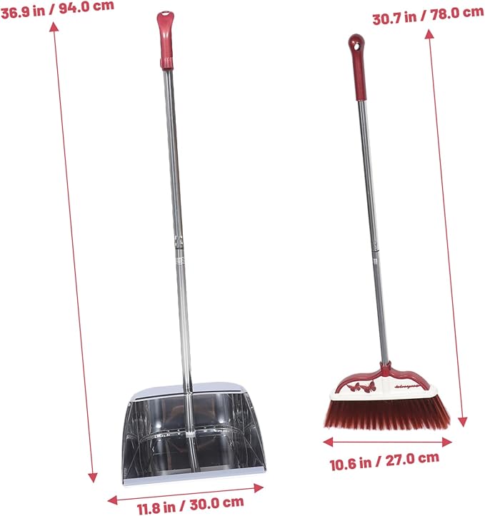 DECHOUS Stainless Steel Broom Dustpan Hand Broom Brush Cleaning Long Handle Home Office Cleaning Accessories
