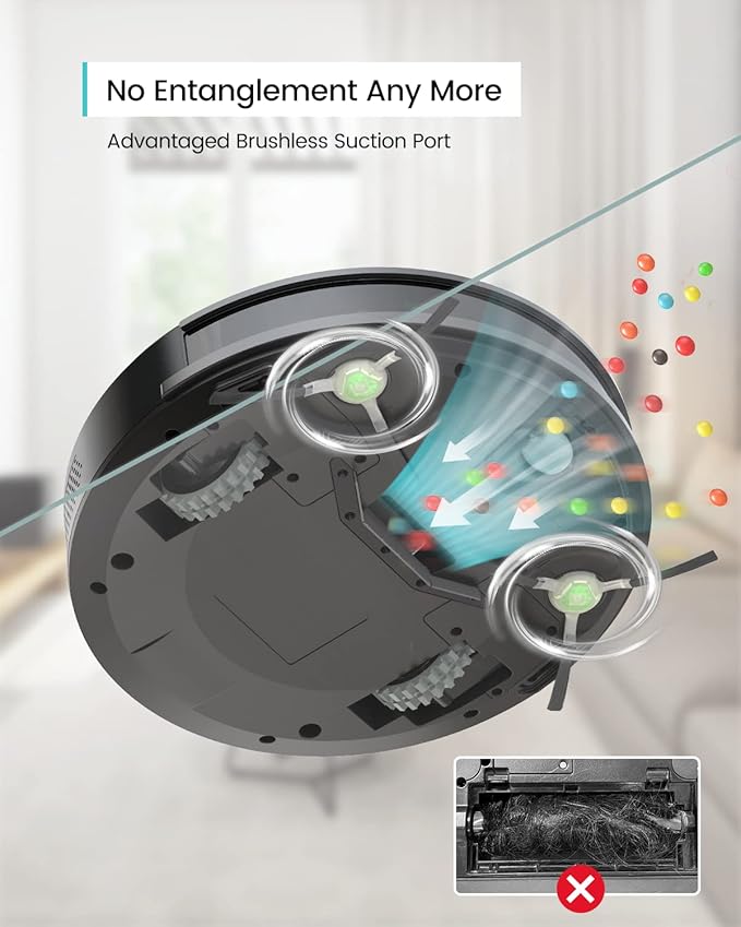 Lefant M210 Pro Robot Vacuum Slim Quiet 3 Adjustable Suction Levels 6 Modes Robot Vacuum Cleaner for Pet Hair Hard Floors &amp Low Carpets Self-Charging WiFi/App/Alexa Control Black