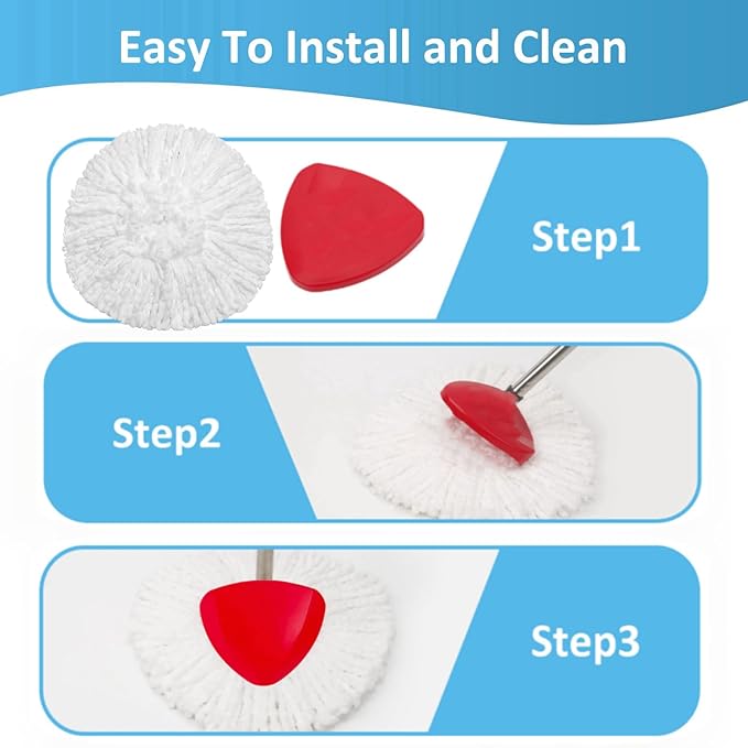 12 Pack Mop Heads Replacements for O-Cedar Compatible with O Ceda EasyWring Spin Mop Replace Refills for Ocedar Deep Cleaning Machine Washable and Easy-to-Replace