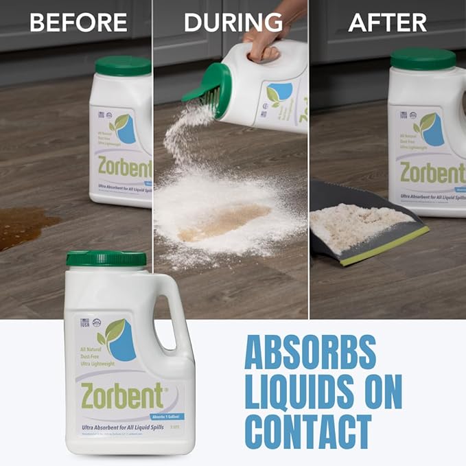 Liquid Spill Kit | 16X More Absorbent than Clay Commercial-Grade Vomit Urine Oil All Liquids Spill Powder Reusable